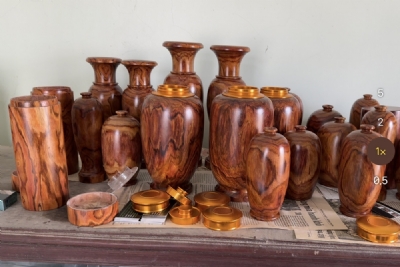 hộp trà lọ hoa lộc bình chum phong thuỷ gỗ sưa