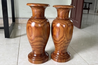 đôi lộc bình gỗ sưa bắc đk 16cm ms119