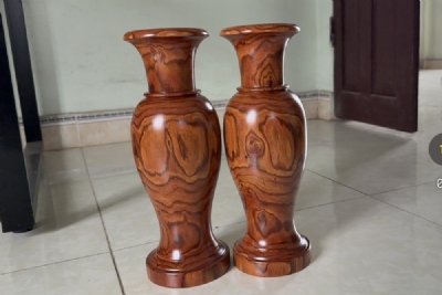 cặp đôi lộc bình gỗ sưa 30 năm tuổi ms121